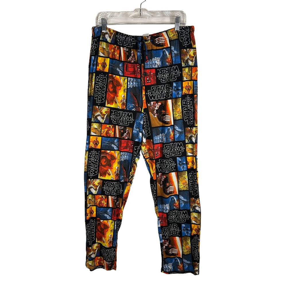 Star Wars The Force Awakens Pajama Pants Mens Large All Over Print Cotton Lounge